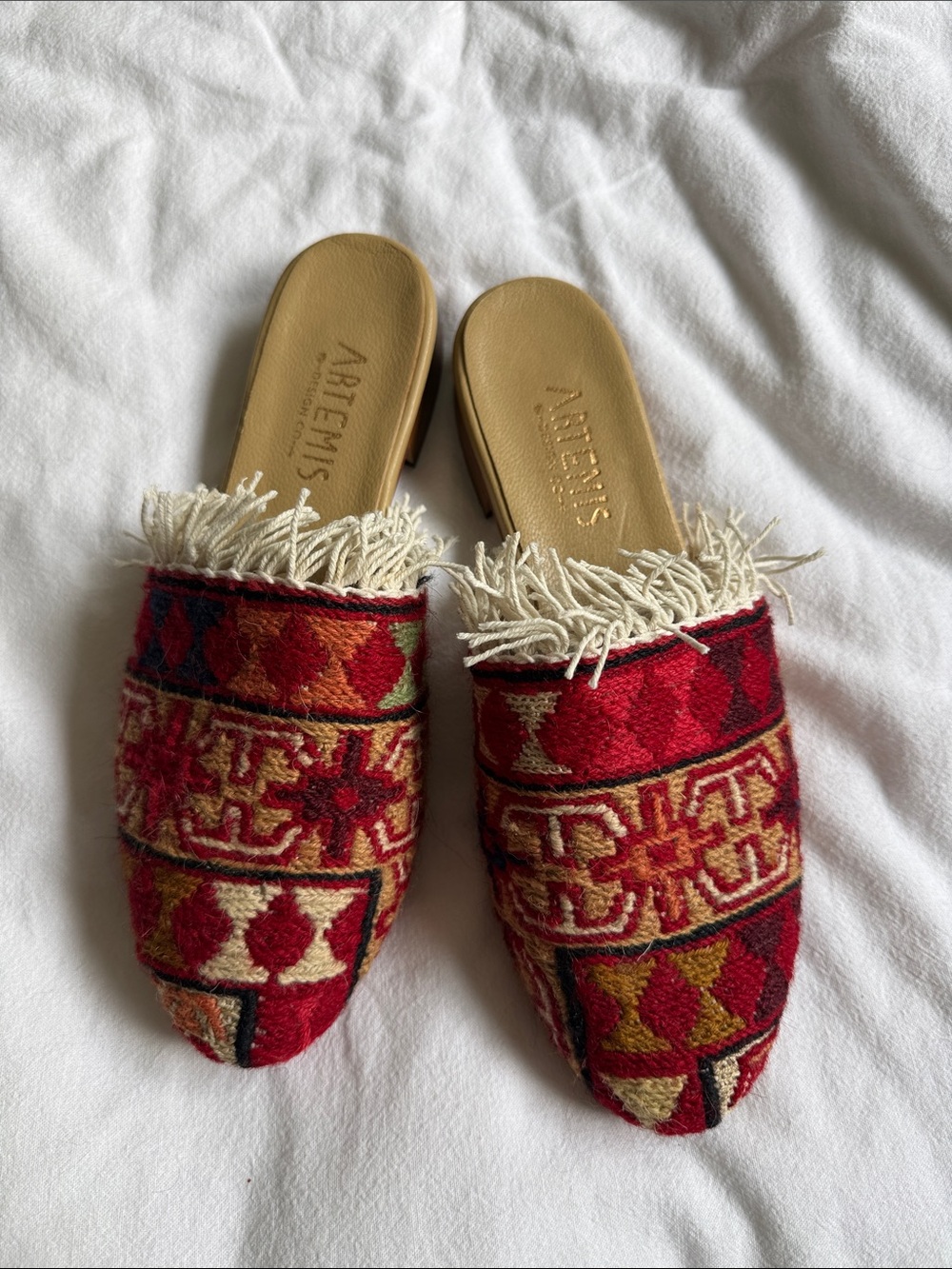Artemis Design Handmade Kilm Fringe Slide Mules